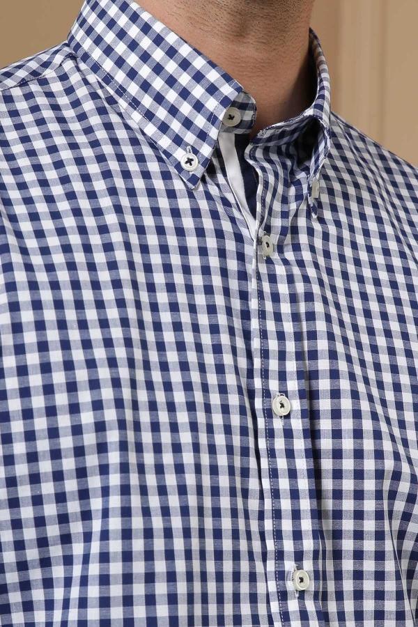 SEMI FORMAL FULL SLEEVE SLIM FIT NAVY WHITE CHECK - Image 3