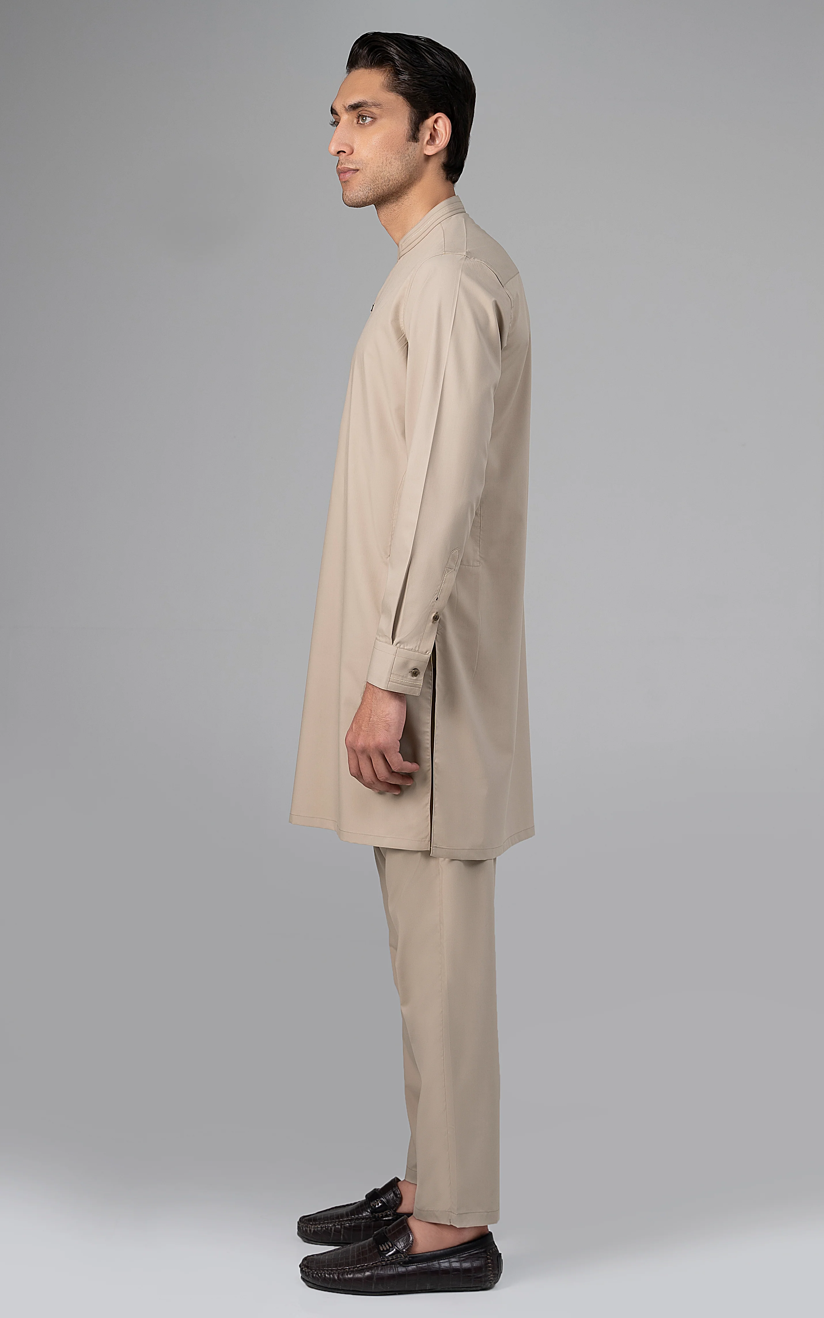 BLENDED KURTA PAJAMA - PREMIUM COLLECTION BEIGE - Image 3