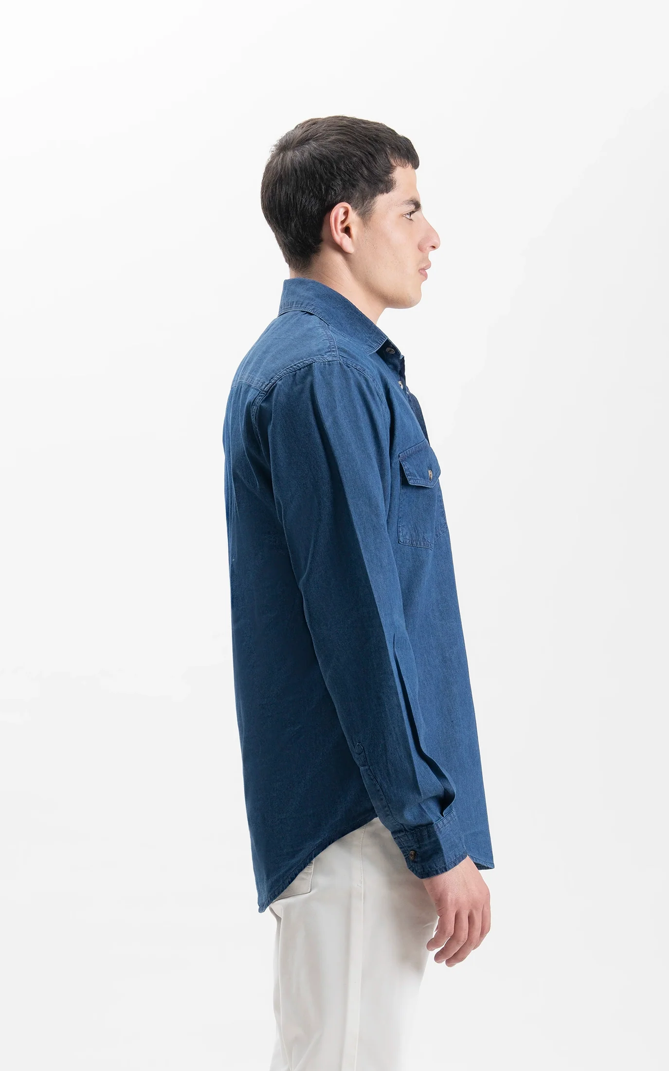 SMART FIT DENIM CASUAL SHIRT DARK BLUE - Image 4